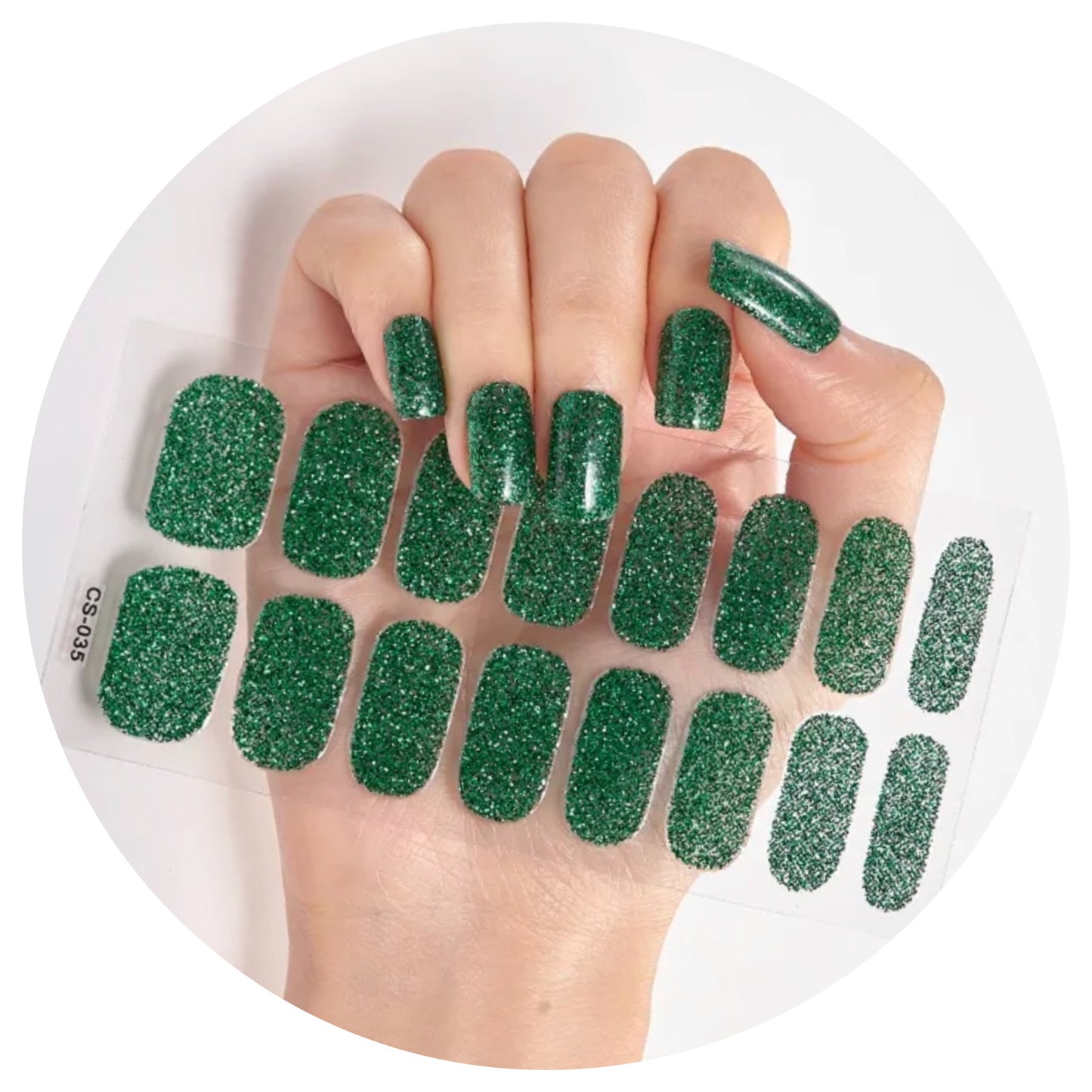 Dark Green (glitter) Nail Wraps / Nail Strips / Nail Stickers