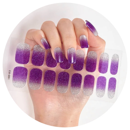 Purple- Silver (gradient) Nail Wraps / Nail Strips / Nail Stickers