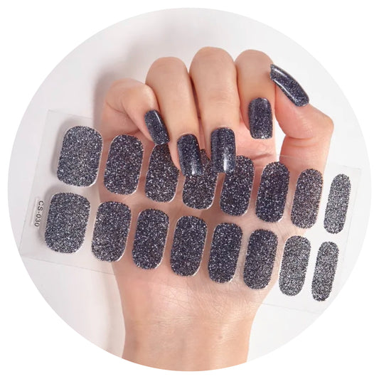 Dark night (glitter) Nail Wraps / Nail Strips / Nail Stickers