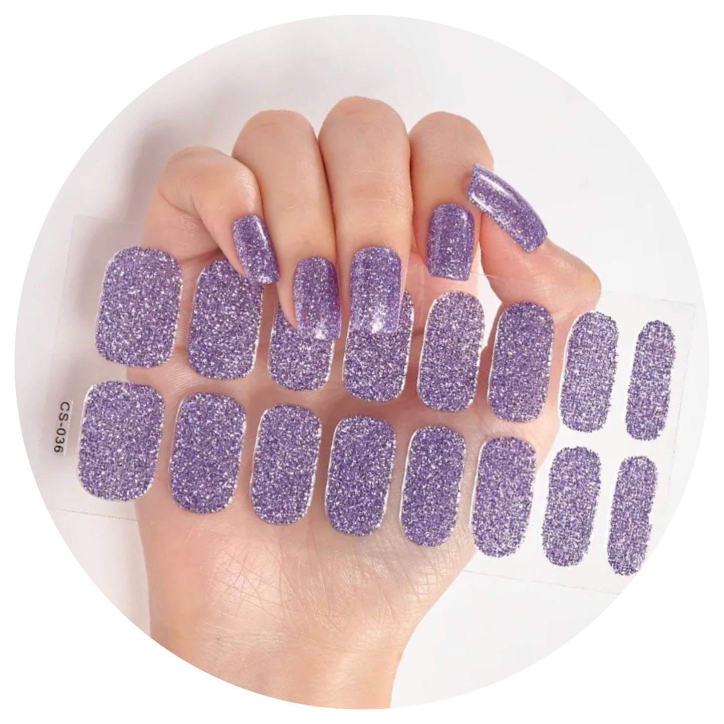 Lavender (glitter) Nail Wraps / Nail Strips / Nail Stickers