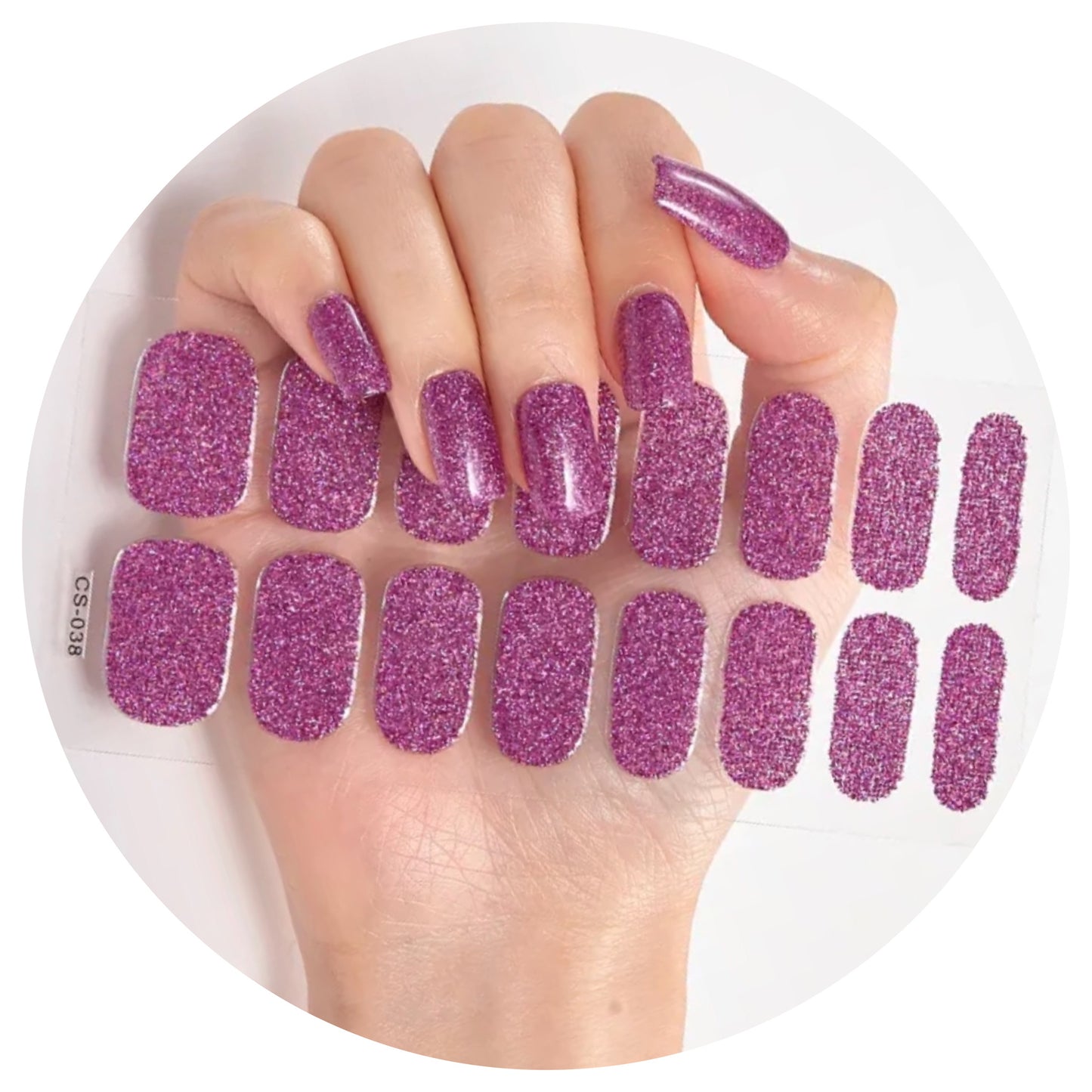 Magenta (glitter) Nail Wraps / Nail Strips / Nail Stickers