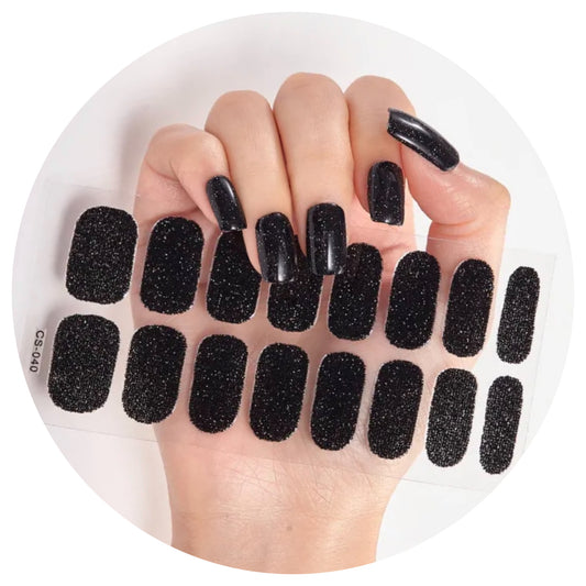 Black (glitter) Nail Wraps / Nail Strips / Nail Stickers