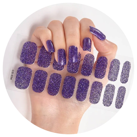 Purple (glitter) Nail Wraps / Nail Strips / Nail Stickers