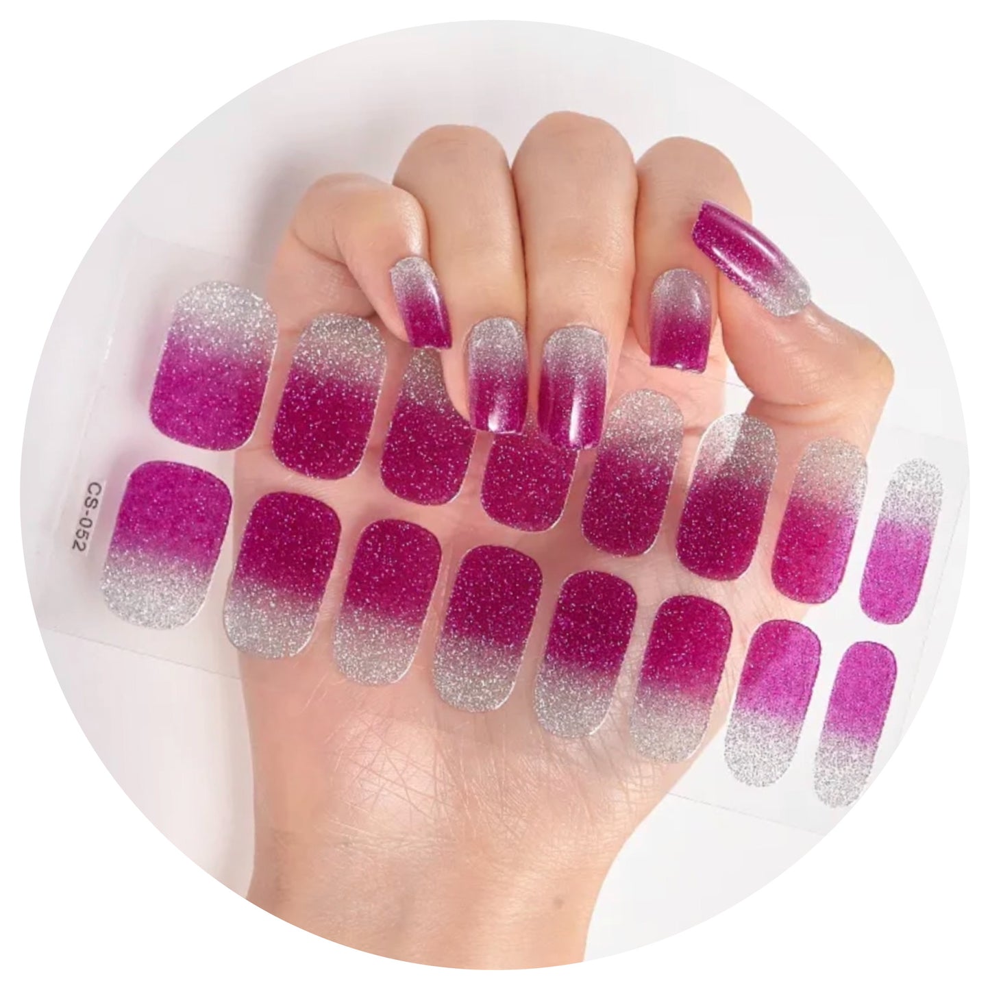 Magenta - Silver (gradient) Nail Wraps / Nail Strips / Nail Stickers